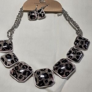 Purple stone necklace set